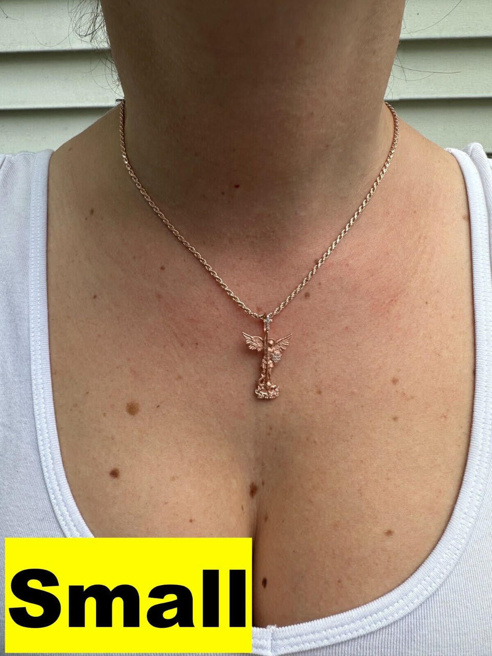 Hip Hop Real MOISSANITE Saint Michael & Dragon Pendant 14k Rose Gold Vermeil 925 Silver