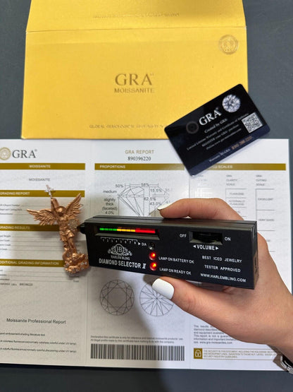 Hip Hop Real MOISSANITE Saint Michael & Dragon Pendant 14k Rose Gold Vermeil 925 Silver