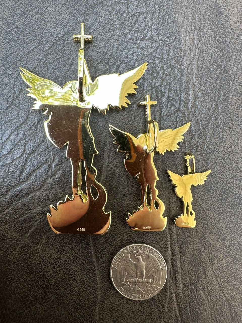 Hip Hop Real MOISSANITE Saint Michael Slaying Dragon Pendant 14k Gold Over 925 Silver