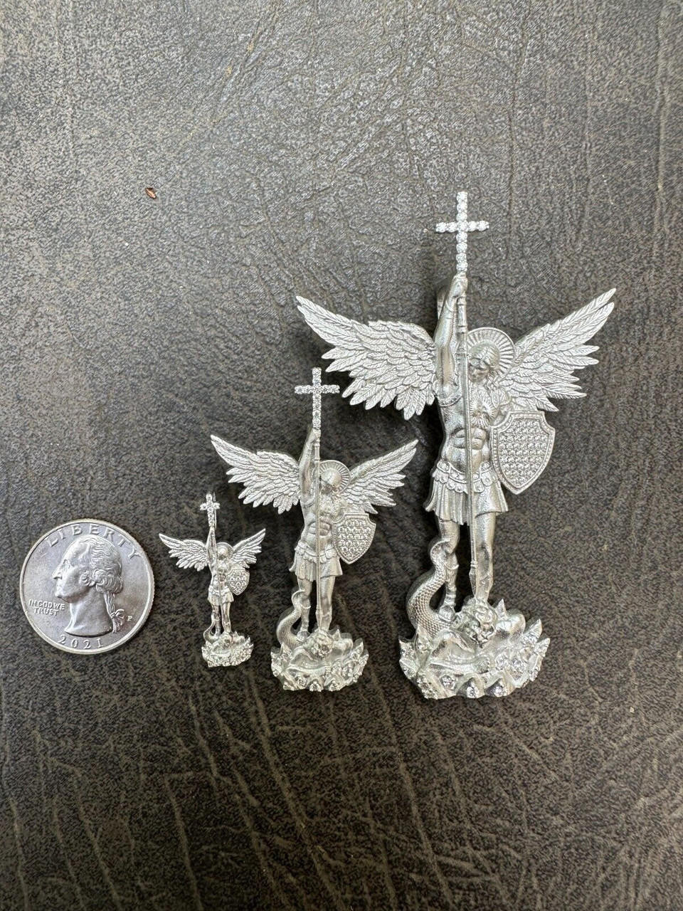 Hip Hop Real MOISSANITE Saint St Michael Slaying Dragon Archangel Pendant 925 Silver