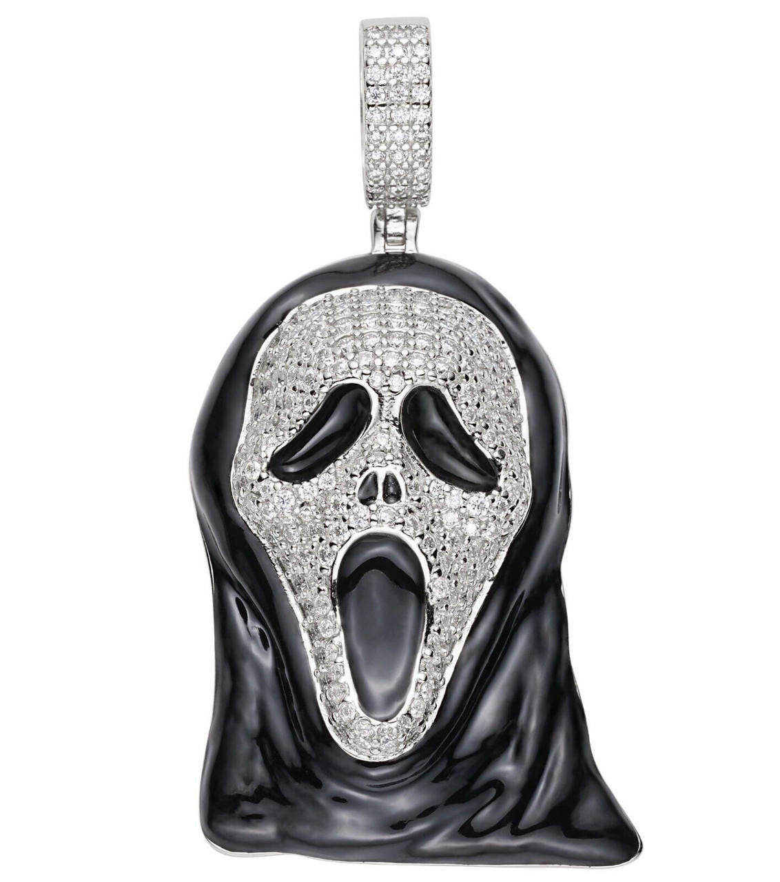 Hip Hop Real Moissanite Scream Mask Ghostface Iced Pendant Necklace 925 Silver / Gold