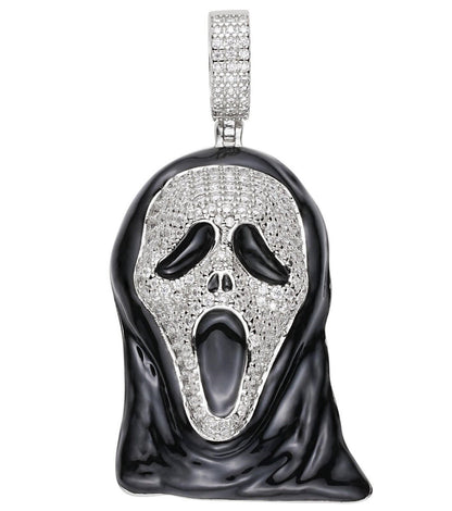 Hip Hop Real Moissanite Scream Mask Ghostface Iced Pendant Necklace 925 Silver / Gold