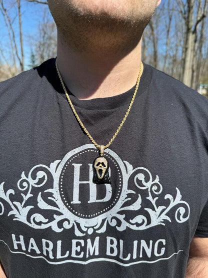 Hip Hop Real Moissanite Scream Mask Ghostface Iced Pendant Necklace 925 Silver / Gold
