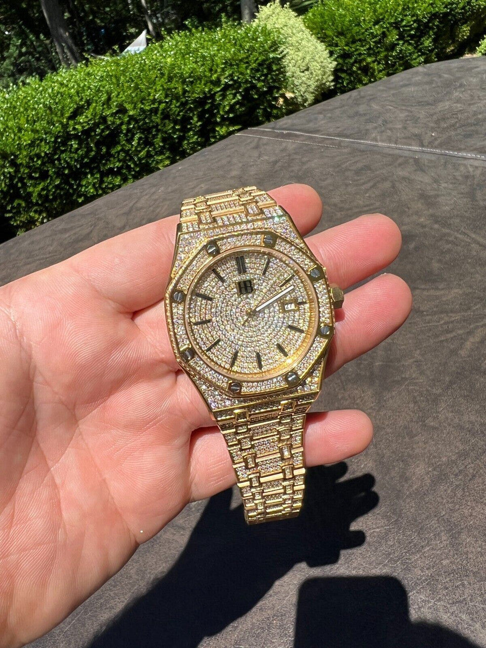 Hip Hop Real MOISSANITE Skeleton Watch Out Iced Gold Hip Hop Pass Diamond Test Bust Down