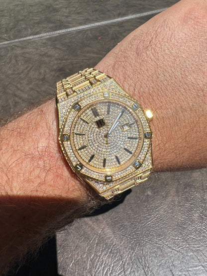 Hip Hop Real MOISSANITE Skeleton Watch Out Iced Gold Hip Hop Pass Diamond Test Bust Down