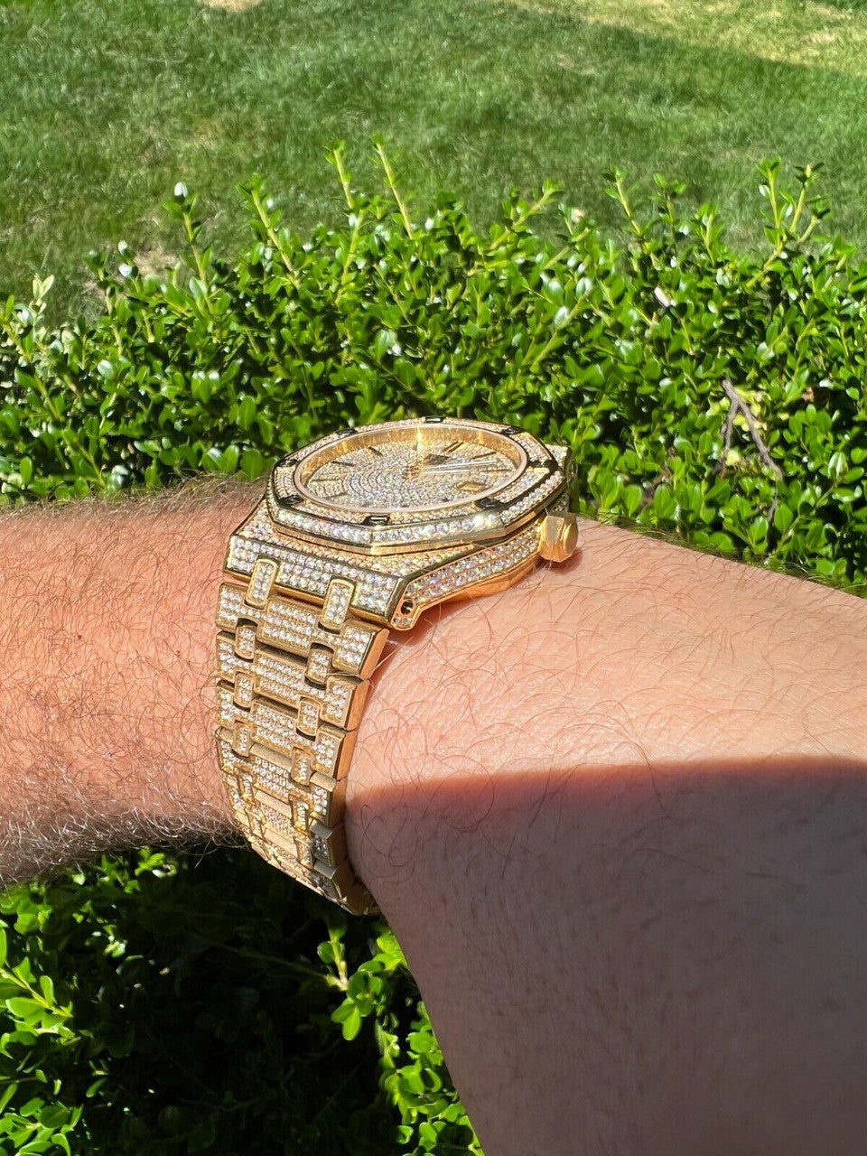 Hip Hop Real MOISSANITE Skeleton Watch Out Iced Gold Hip Hop Pass Diamond Test Bust Down