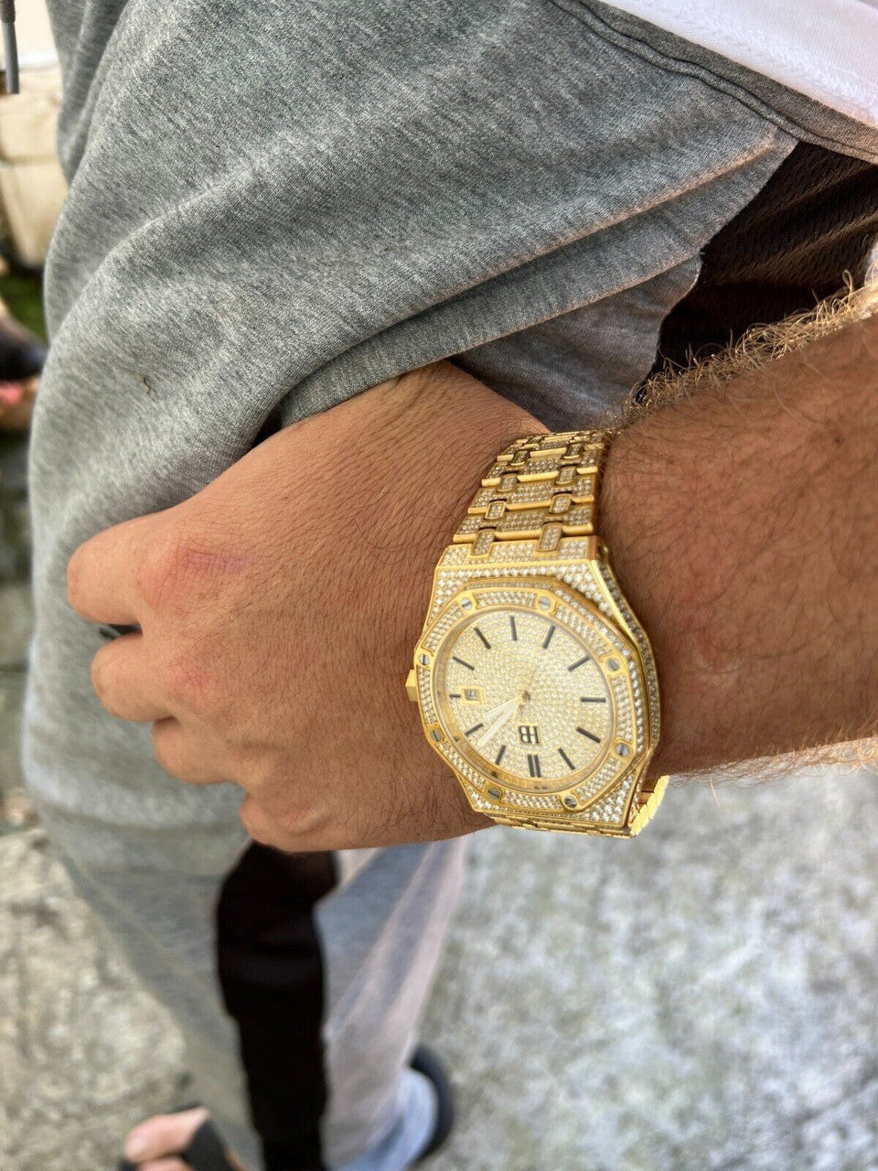 Hip Hop Real MOISSANITE Skeleton Watch Out Iced Gold Hip Hop Pass Diamond Test Bust Down