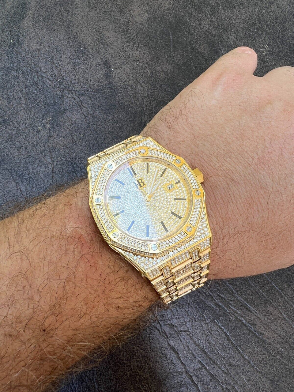 Hip Hop Real MOISSANITE Skeleton Watch Out Iced Gold Hip Hop Pass Diamond Test Bust Down