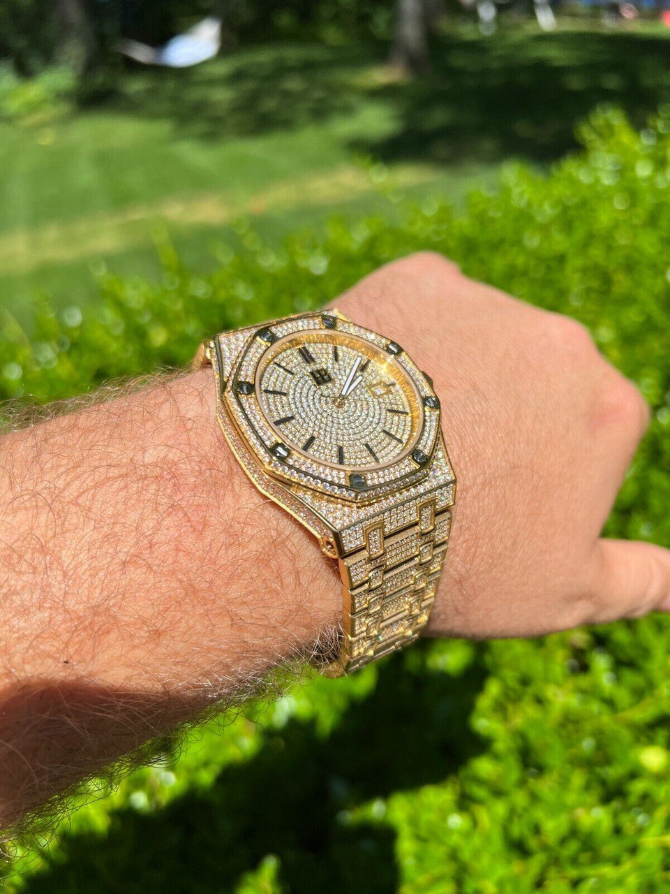 Hip Hop Real MOISSANITE Skeleton Watch Out Iced Gold Hip Hop Pass Diamond Test Bust Down