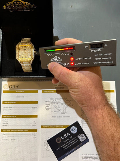 Hip Hop Real MOISSANITE Watch Iced Automatic Movement Gold Two Tone Hip Hop Arabic Out