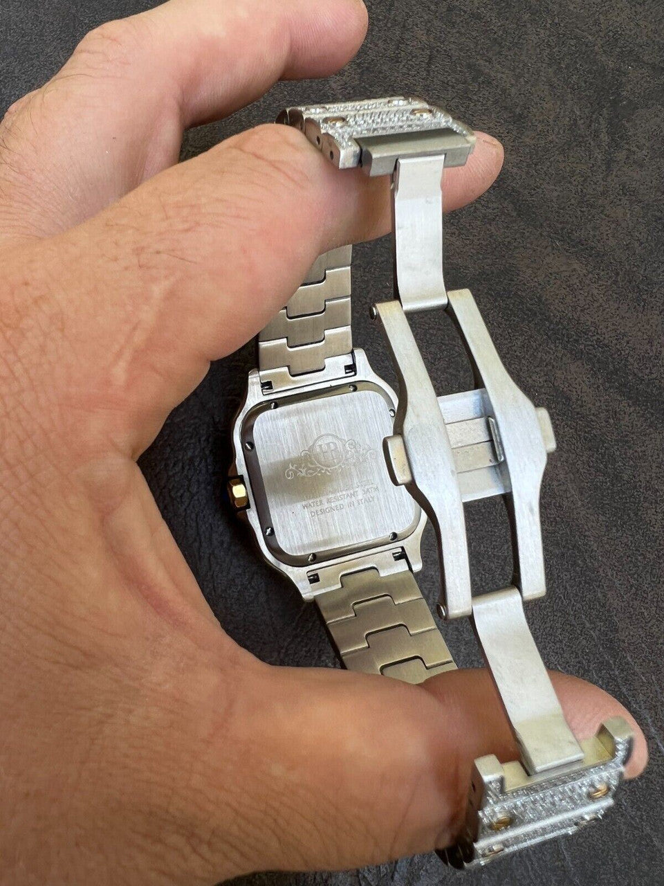 Hip Hop Real MOISSANITE Watch Iced Automatic Movement Gold Two Tone Hip Hop Arabic Out