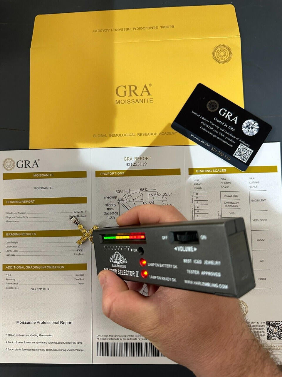 Hip Hop Yellow Canary MOISSANITE Real 925 Silver Cross Iced Pendant Necklace Hip Hop