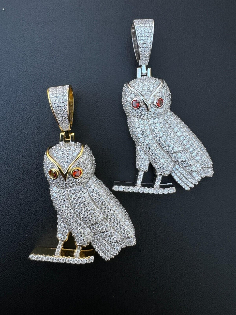 Iced MOISSANITE 925 Silver Gold Plated Hip Hop Owl Pendant Rapper OVO Necklace