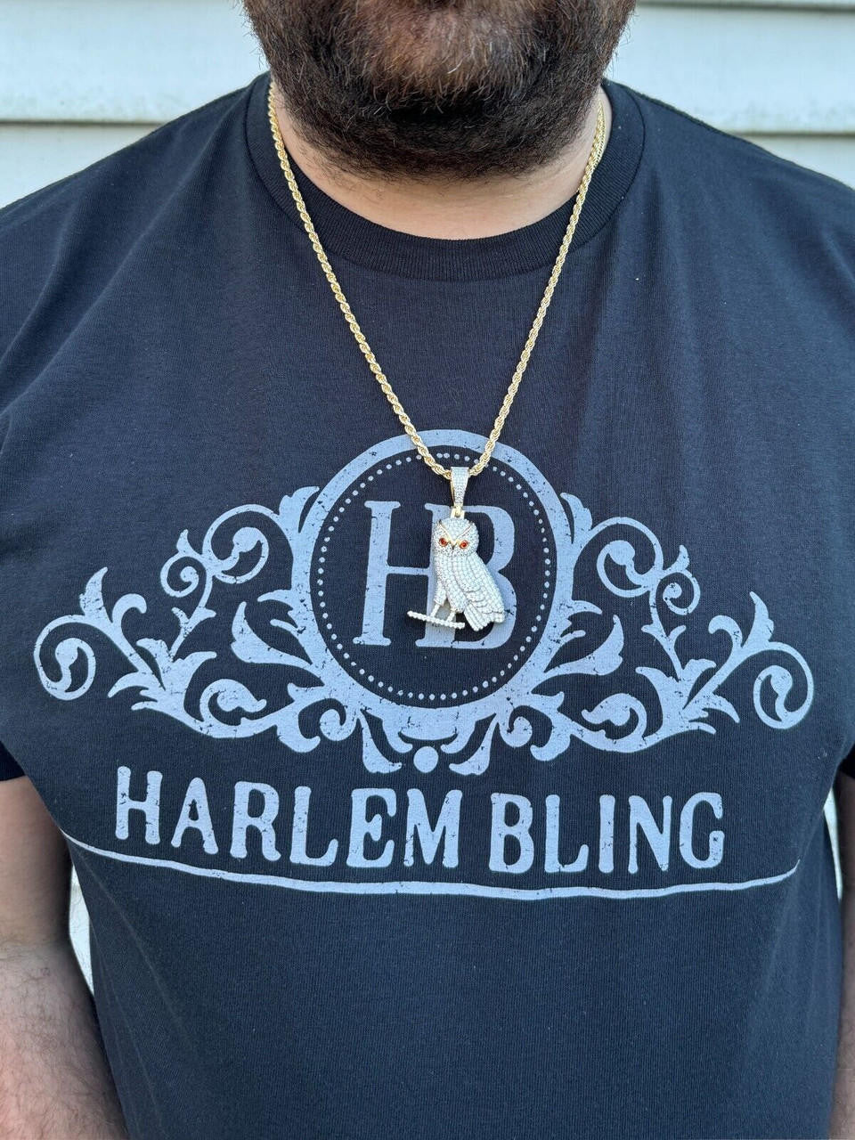 Iced MOISSANITE 925 Silver Gold Plated Hip Hop Owl Pendant Rapper OVO Necklace