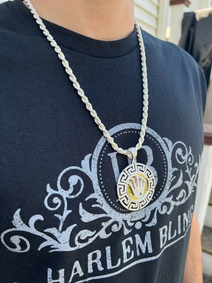 Iced Moissanite Crown Medallion Pendant Necklace Gold / Silver Pass Diamond Test