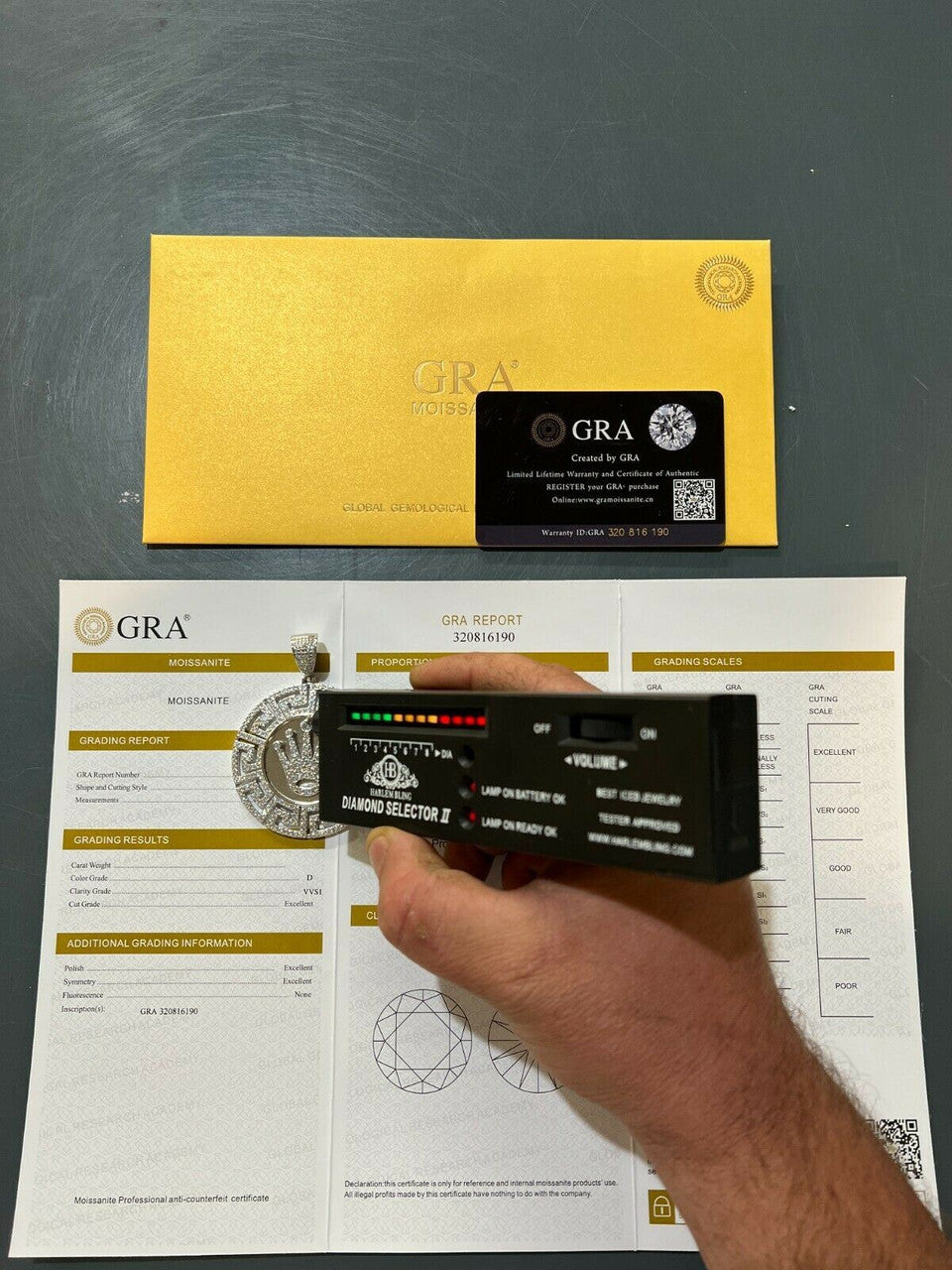 Iced Moissanite Crown Medallion Pendant Necklace Gold / Silver Pass Diamond Test