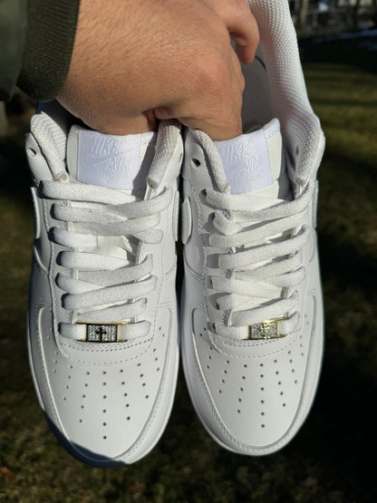 Iced Solid 14k Gold 925 Silver Moissanite Cross Lace Locks Sneakers AF1 Jordan