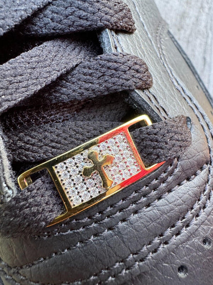 Iced Solid 14k Gold 925 Silver Moissanite Cross Lace Locks Sneakers AF1 Jordan