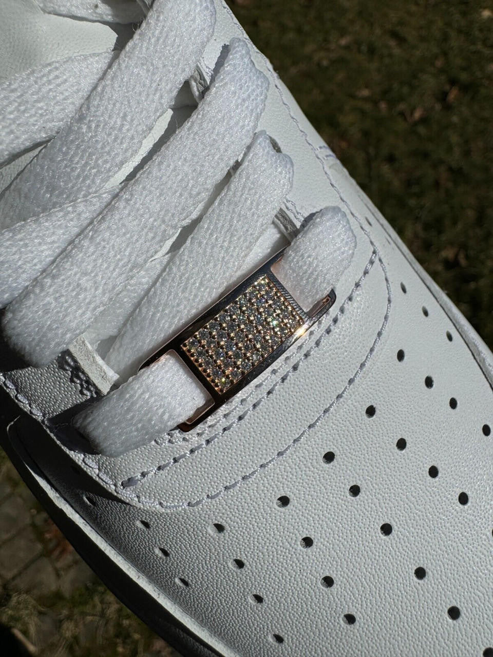 Iced Solid 14k Rose Gold Over 925 Silver Moissanite Lace Locks For Sneakers AF1