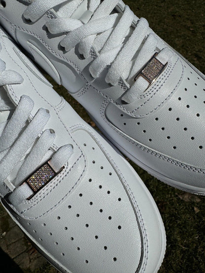 Iced Solid 14k Rose Gold Over 925 Silver Moissanite Lace Locks For Sneakers AF1