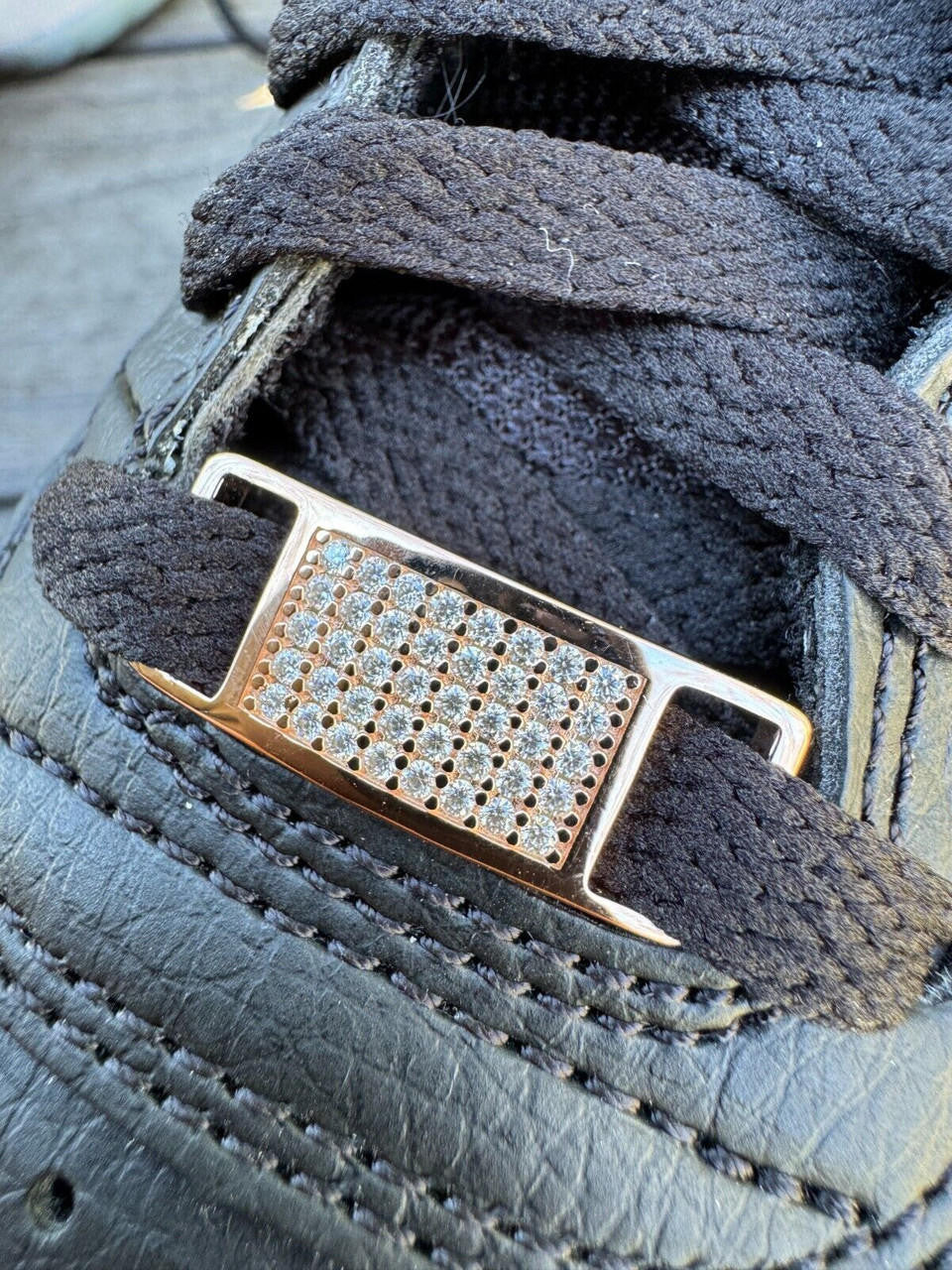 Iced Solid 14k Rose Gold Over 925 Silver Moissanite Lace Locks For Sneakers AF1