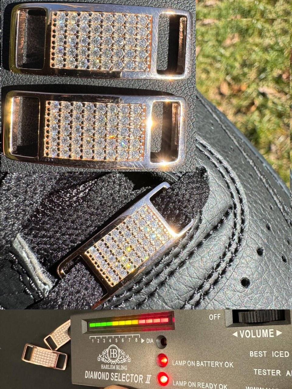 Iced Solid 14k Rose Gold Over 925 Silver Moissanite Lace Locks For Sneakers AF1