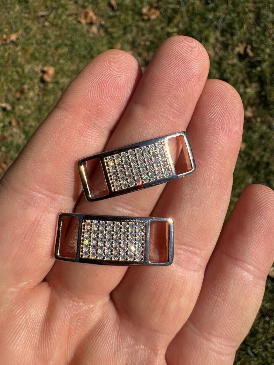 Iced Solid 14k Rose Gold Over 925 Silver Moissanite Lace Locks For Sneakers AF1