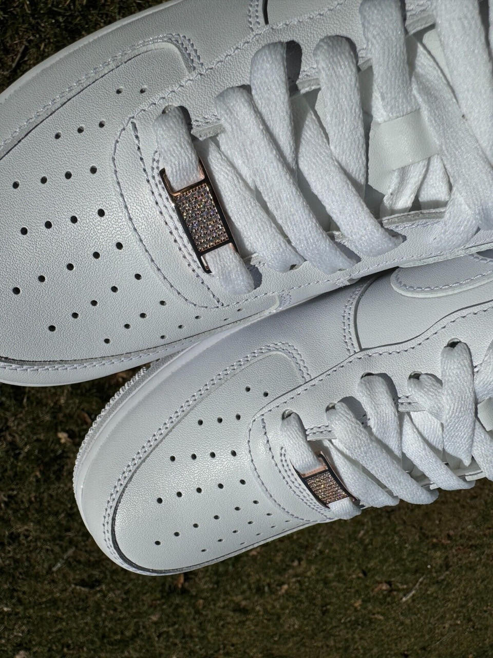 Iced Solid 14k Rose Gold Over 925 Silver Moissanite Lace Locks For Sneakers AF1