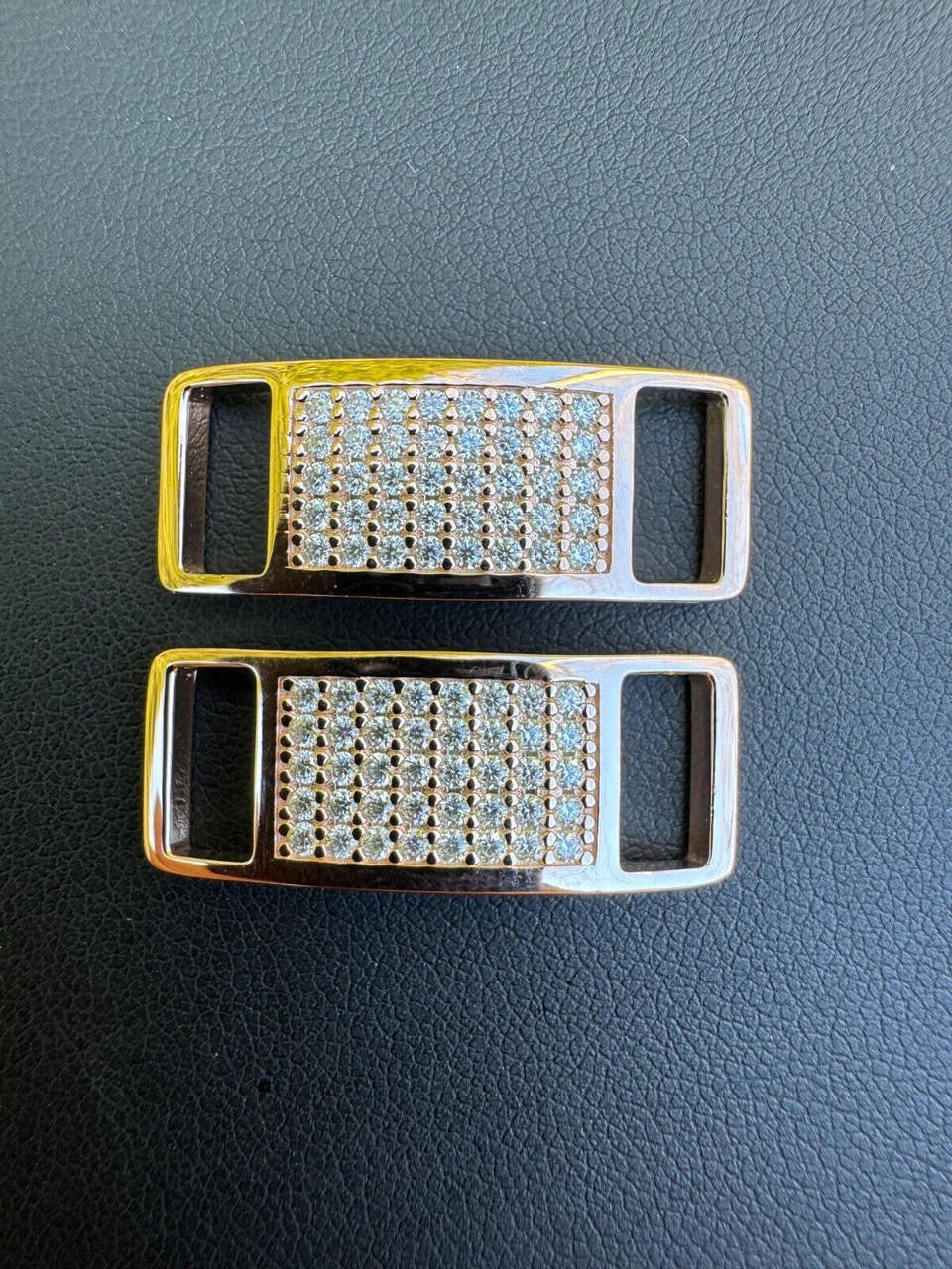 Iced Solid 14k Rose Gold Over 925 Silver Moissanite Lace Locks For Sneakers AF1