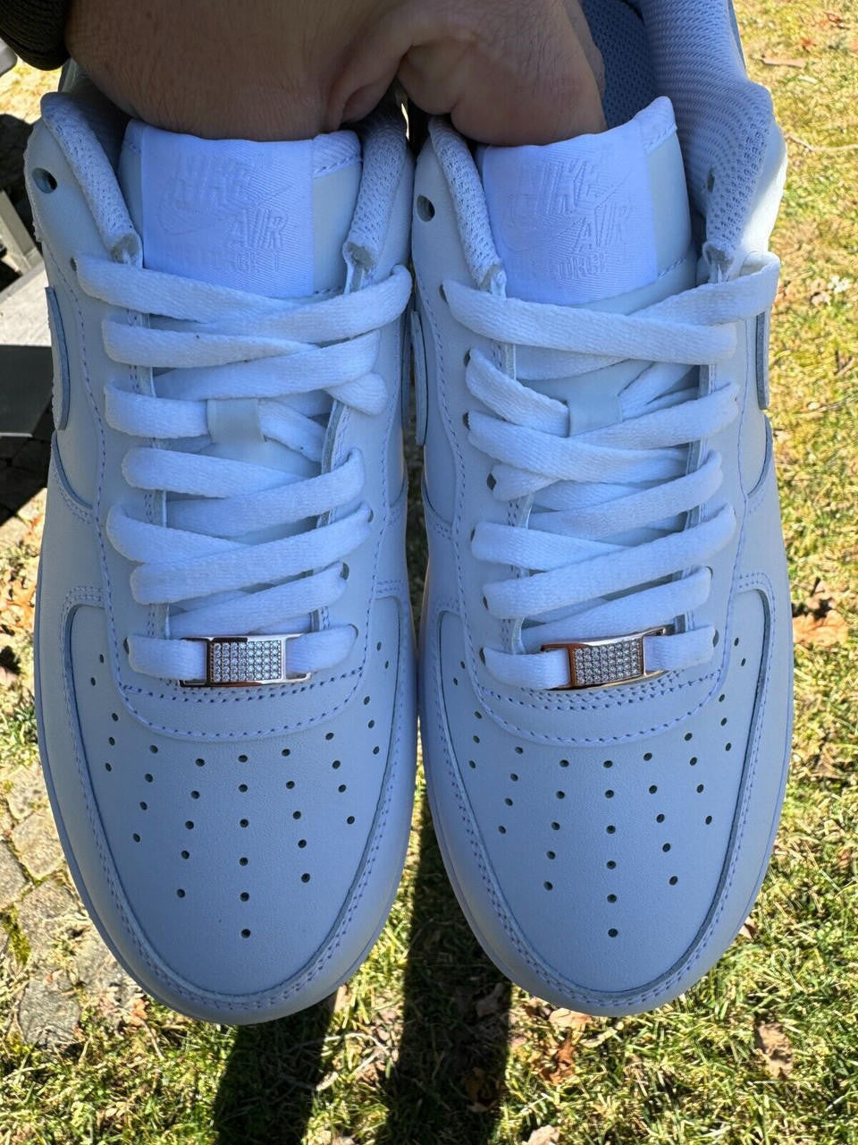 Iced Solid 14k Rose Gold Over 925 Silver Moissanite Lace Locks For Sneakers AF1