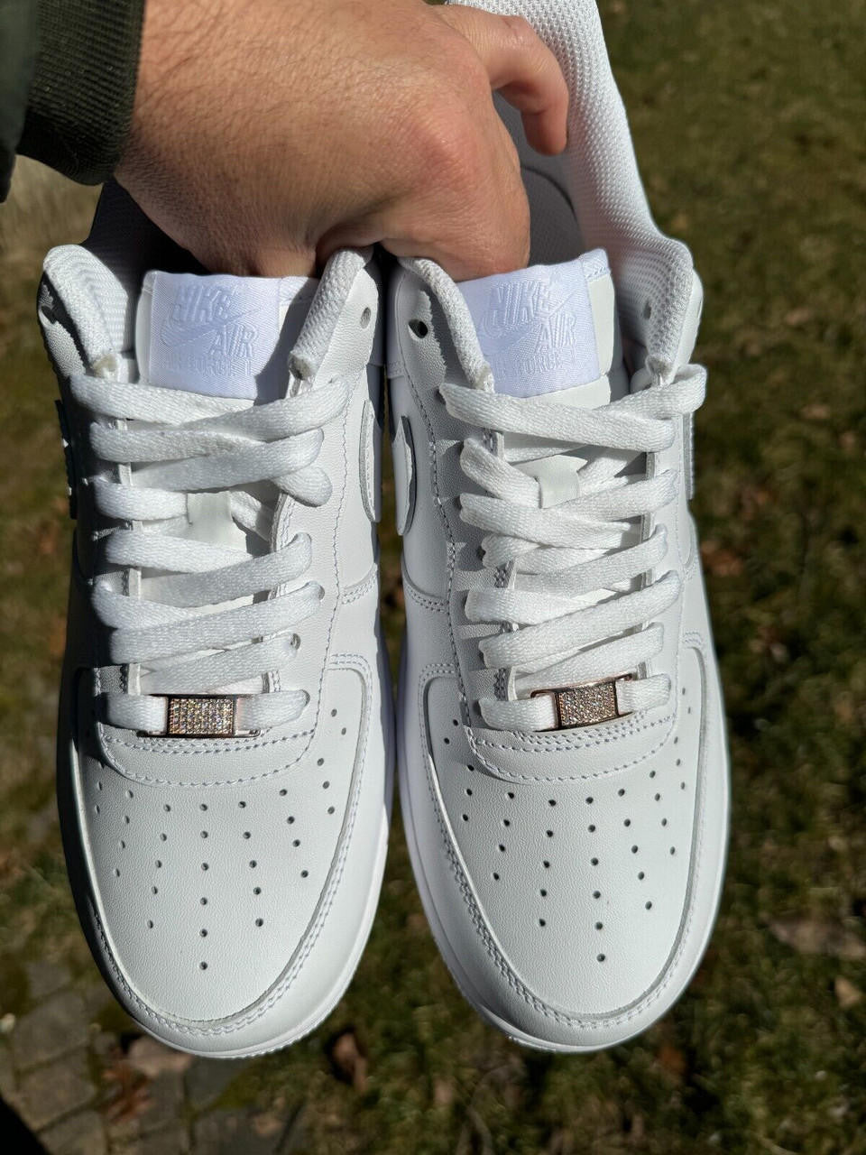 Iced Solid 14k Rose Gold Over 925 Silver Moissanite Lace Locks For Sneakers AF1