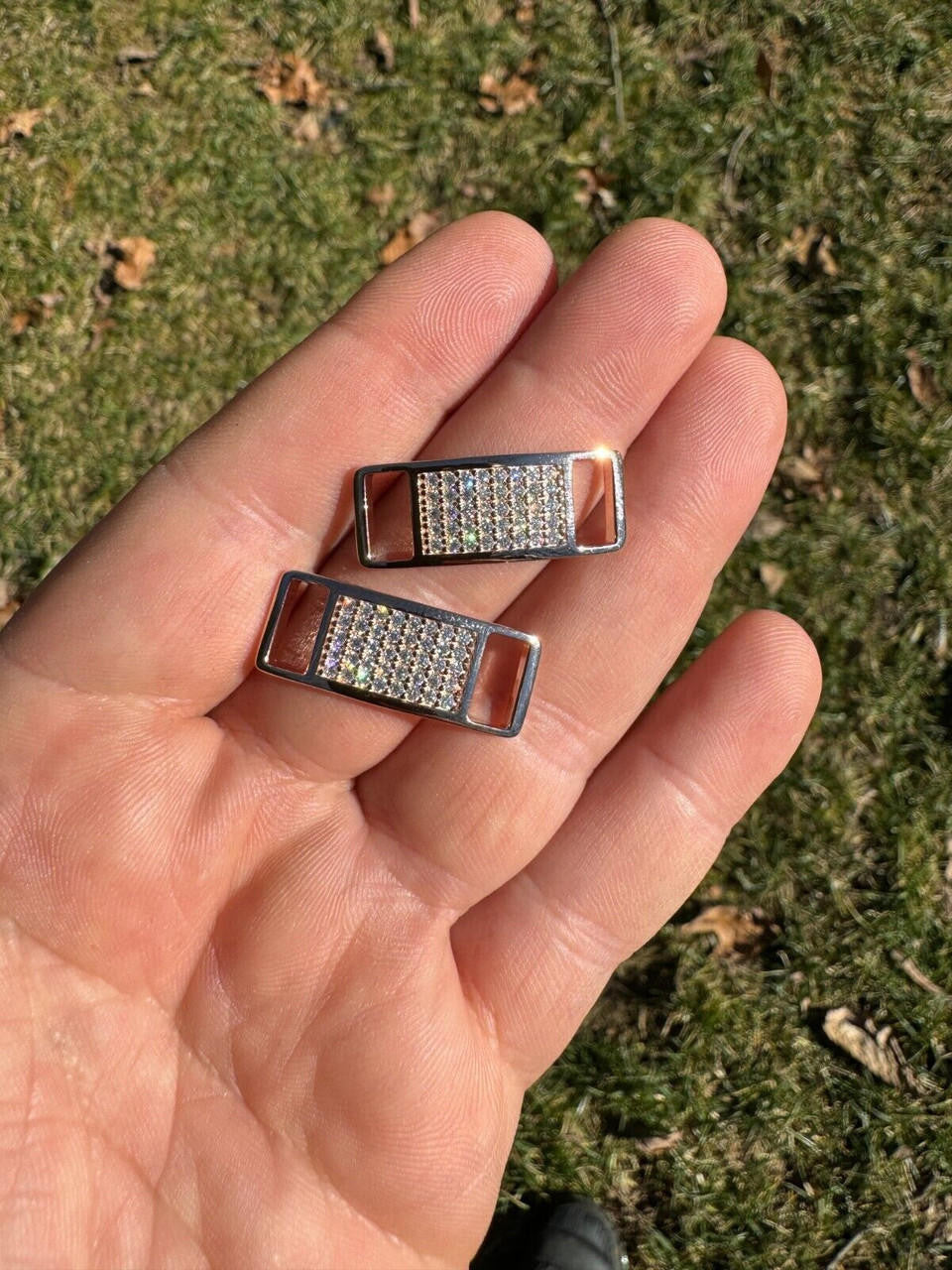 Iced Solid 14k Rose Gold Over 925 Silver Moissanite Lace Locks For Sneakers AF1