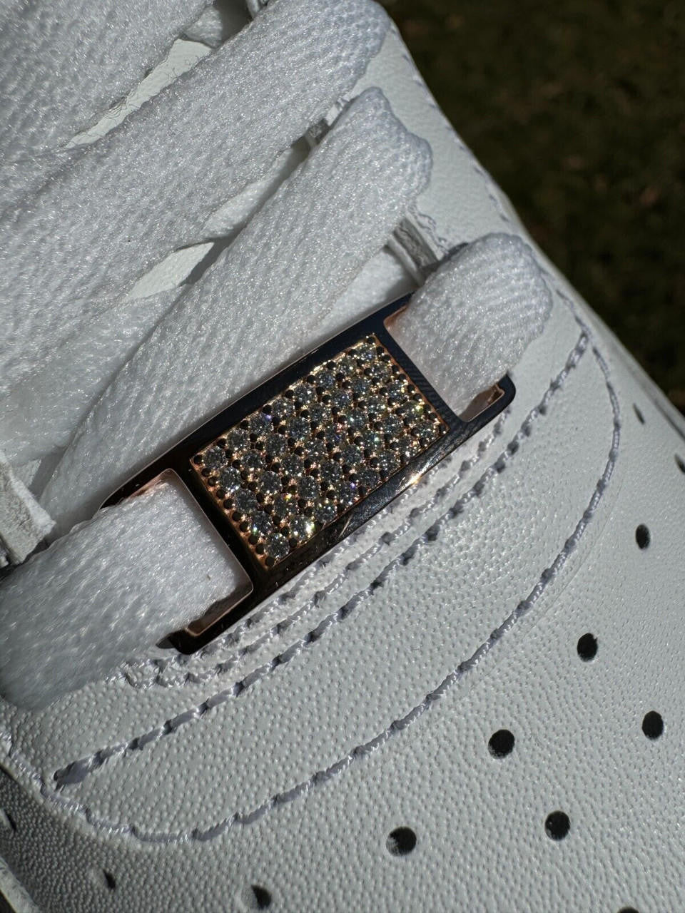 Iced Solid 14k Rose Gold Over 925 Silver Moissanite Lace Locks For Sneakers AF1