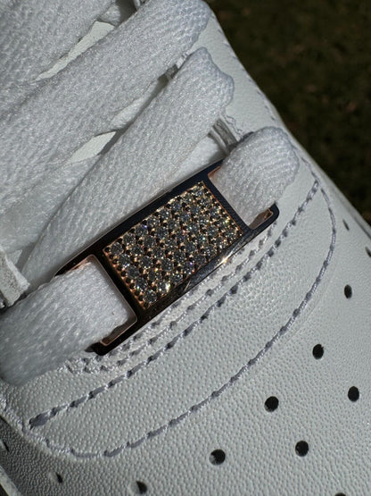 Iced Solid 14k Rose Gold Over 925 Silver Moissanite Lace Locks For Sneakers AF1