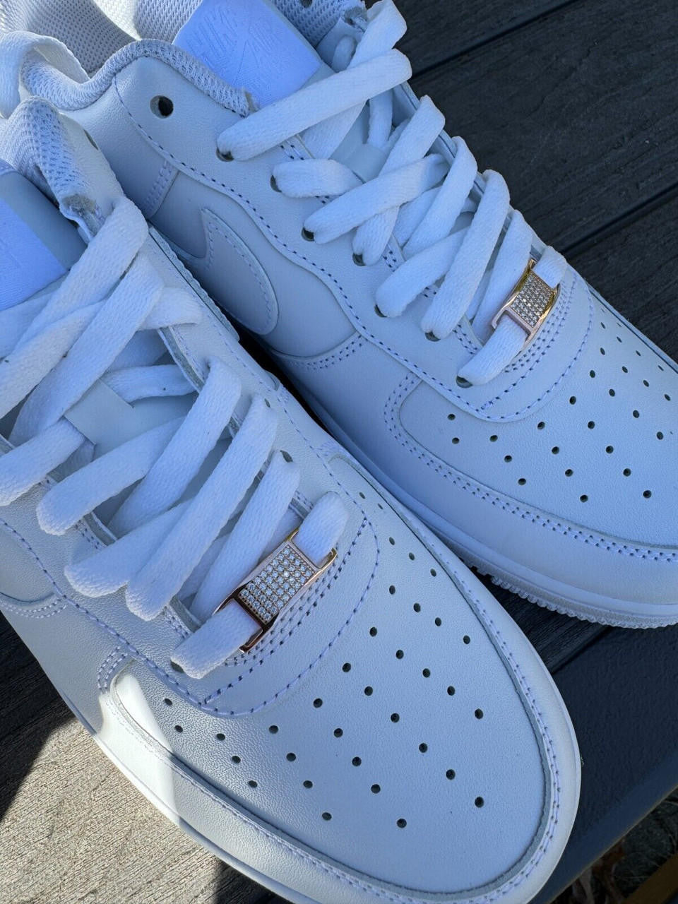 Iced Solid 14k Rose Gold Over 925 Silver Moissanite Lace Locks For Sneakers AF1