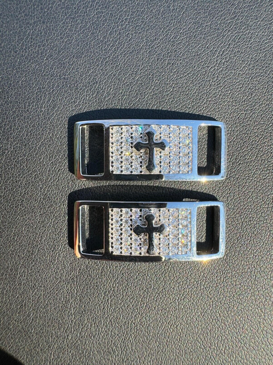 Iced Solid 925 Silver Moissanite Cross Lace Locks For Sneakers AF1 Jordan Etc