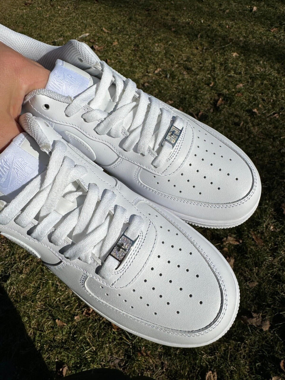 Iced Solid 925 Silver Moissanite Cross Lace Locks For Sneakers AF1 Jordan Etc