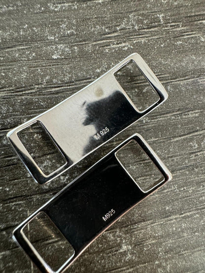 Iced Solid 925 Silver Moissanite Cross Lace Locks For Sneakers AF1 Jordan Etc