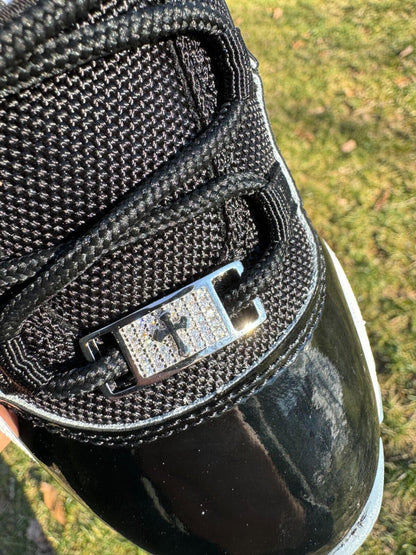 Iced Solid 925 Silver Moissanite Cross Lace Locks For Sneakers AF1 Jordan Etc