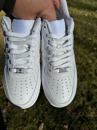 Iced Solid 925 Silver Moissanite Cross Lace Locks For Sneakers AF1 Jordan Etc