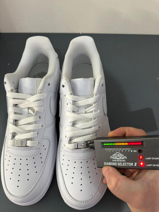 Iced Solid 925 Silver Moissanite Cross Lace Locks For Sneakers AF1 Jordan Etc