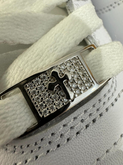 Iced Solid 925 Silver Moissanite Cross Lace Locks For Sneakers AF1 Jordan Etc