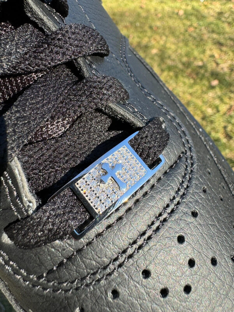 Iced Solid 925 Silver Moissanite Cross Lace Locks For Sneakers AF1 Jordan Etc