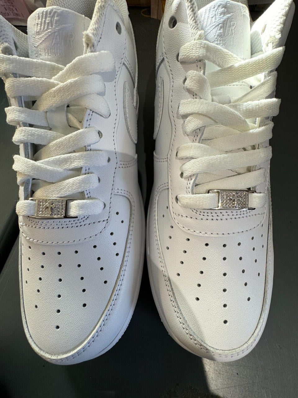 Iced Solid 925 Silver Moissanite Cross Lace Locks For Sneakers AF1 Jordan Etc