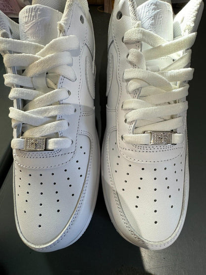 Iced Solid 925 Silver Moissanite Cross Lace Locks For Sneakers AF1 Jordan Etc