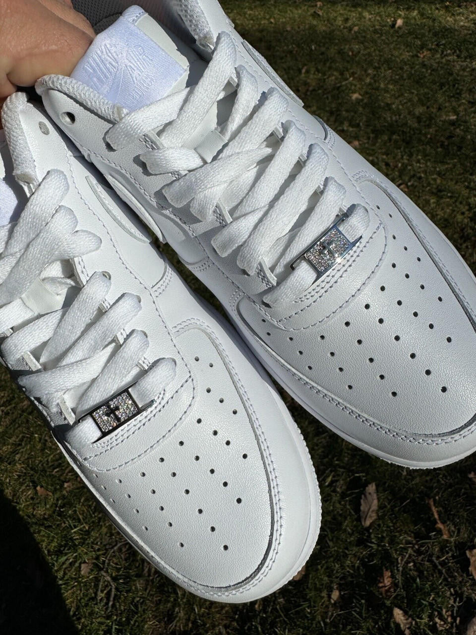 Iced Solid 925 Silver Moissanite Cross Lace Locks For Sneakers AF1 Jordan Etc