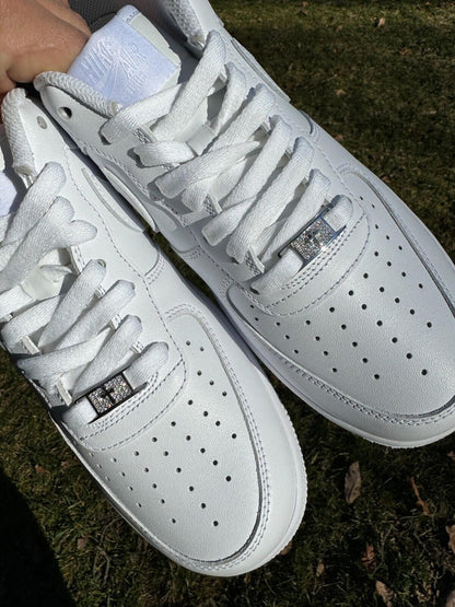 Iced Solid 925 Silver Moissanite Cross Lace Locks For Sneakers AF1 Jordan Etc