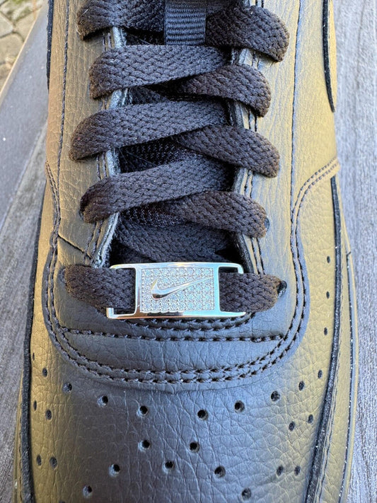 Iced Solid 925 Silver Moissanite Swoosh Lace Locks For Sneakers AF1 Jordan Etc