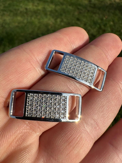 Iced Solid 925 Sterling Silver Lace Locks For Sneakers Nike AF1 Jordans Etc