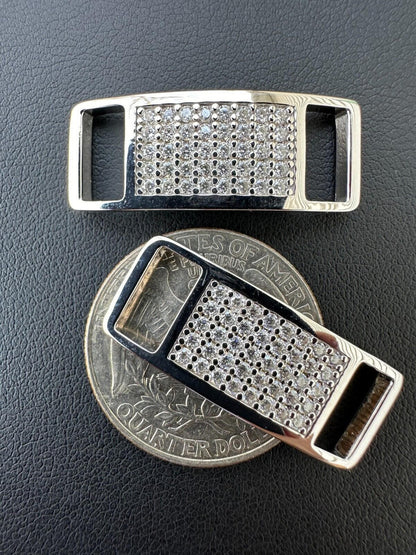 Iced Solid 925 Sterling Silver Lace Locks For Sneakers Nike AF1 Jordans Etc